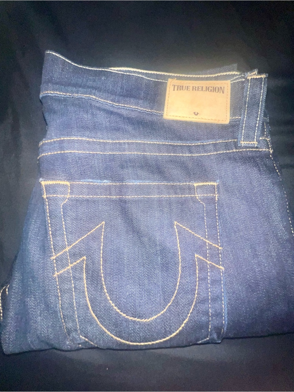 True Religion Ricky Relaxed Straight Jeans Men's Size 36 Dark Wash Made in USA